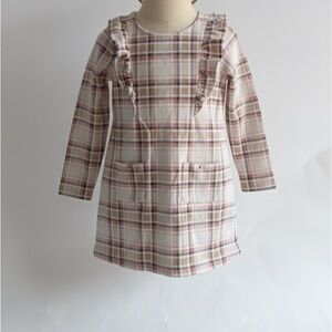 Janie and Jack Pink Plaid Dress with Gold Accent